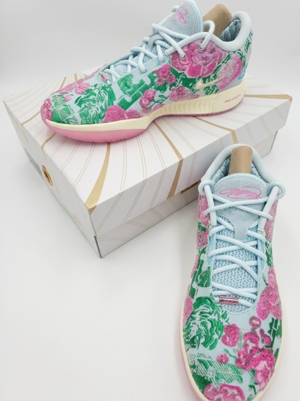 Nike Lebron XXI Prime Floral Knit Sneakers - Glacier Blue
